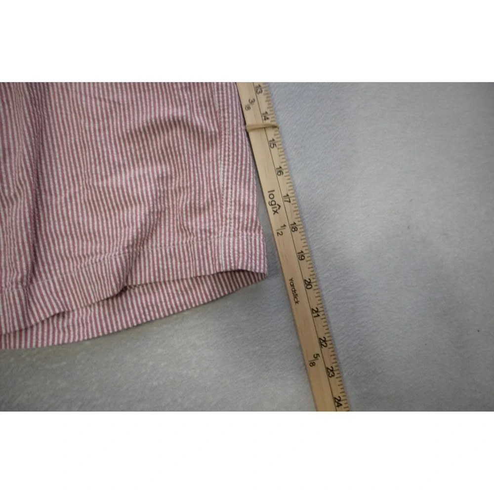 Chaps Shorts Mens 34 Red White Striped Seersucker Cotton Casual Excellent